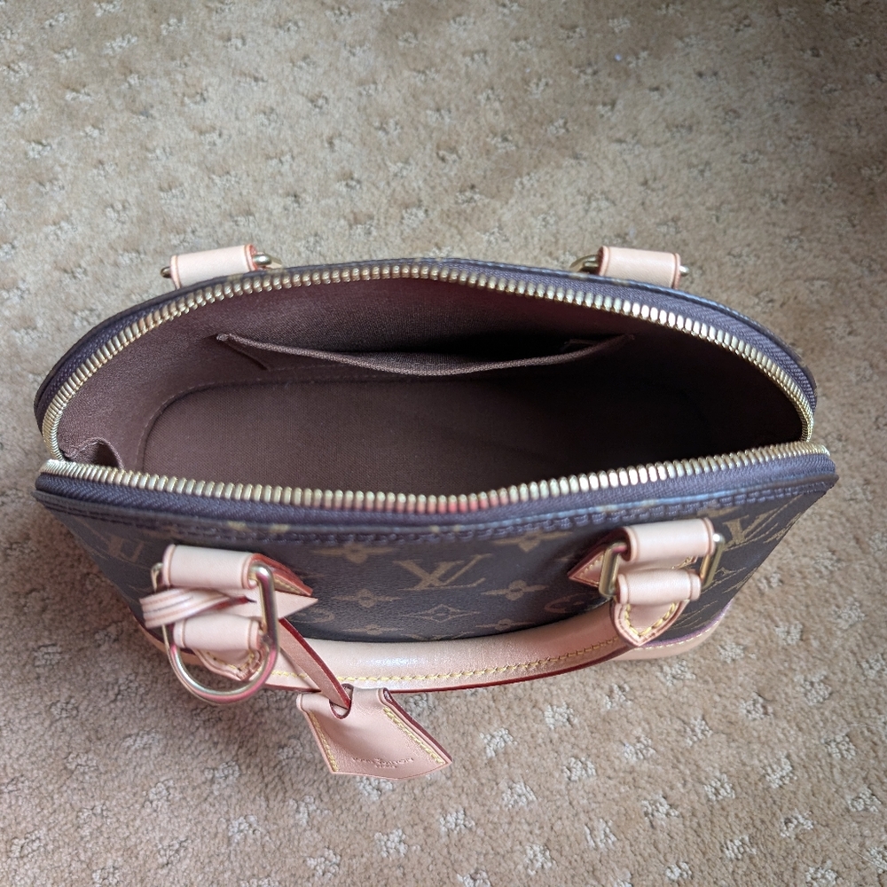 Louis Vuitton Alma BB Coated Monogram Fabric With Leather Accents Purse Hand Bag - Picture 13 of 16